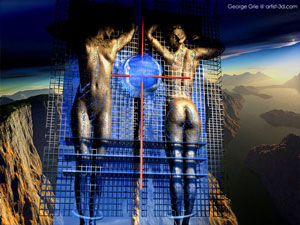 Midnight Inland Sanctuary - neo-surrealism art poster print and wallpaper