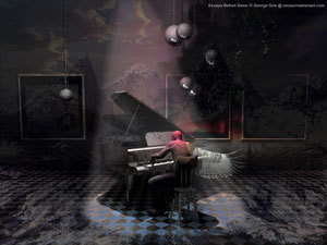 surreal poster and framed print, Escape Before Dawn