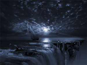 Final Frontier Voyager (FES) The Flat Earth Society - modern 3d surrealism digital art Print