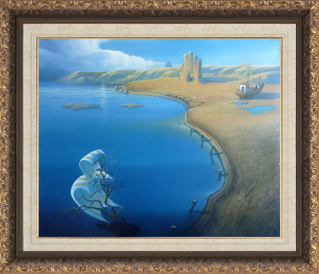 modern surrealism painting, contemporary surrealist graphic drawing, Fine-art painting traditional oil canvas brush pencil drawing classic art, beach, blue, cliff, coast, coastline, Etretat, horizon, landscape, line, natural, Normandy, rocky, sand, seaside, sky, steep, touristic, Romantic idealistic Romanticism passionate dreamy, Sea the deep marine ocean maritime aquatic water  